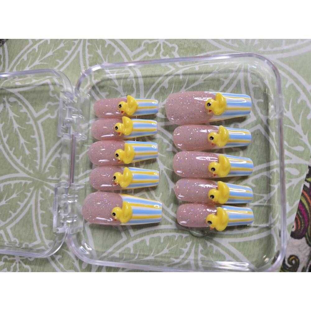 Rubber ducky handmade nails custom made